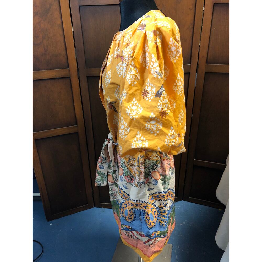 A loves A Yellow Floral Puff-Sleeve Midi Dress with Printed Skirt - Picture 4 of 10
